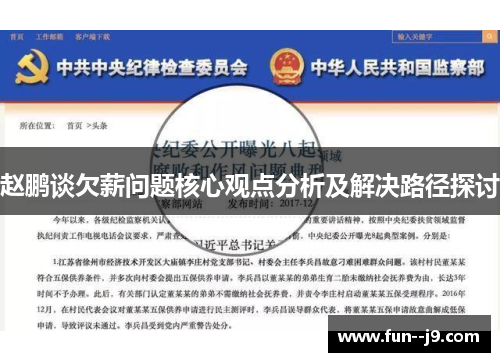 赵鹏谈欠薪问题核心观点分析及解决路径探讨